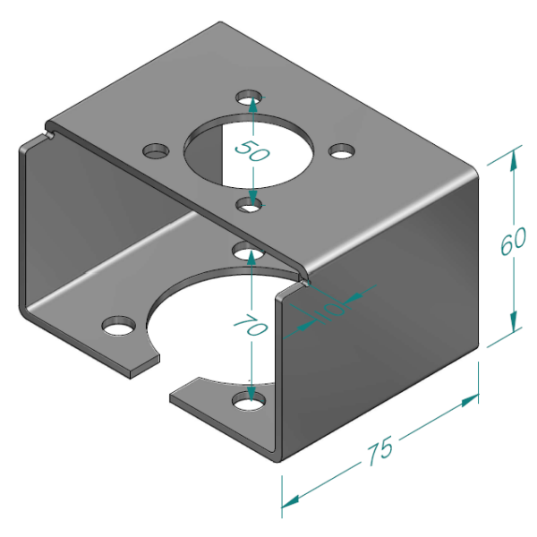 U-BRAKETT 100X75X60MM.2,5MM, EN1.4404 F05/07