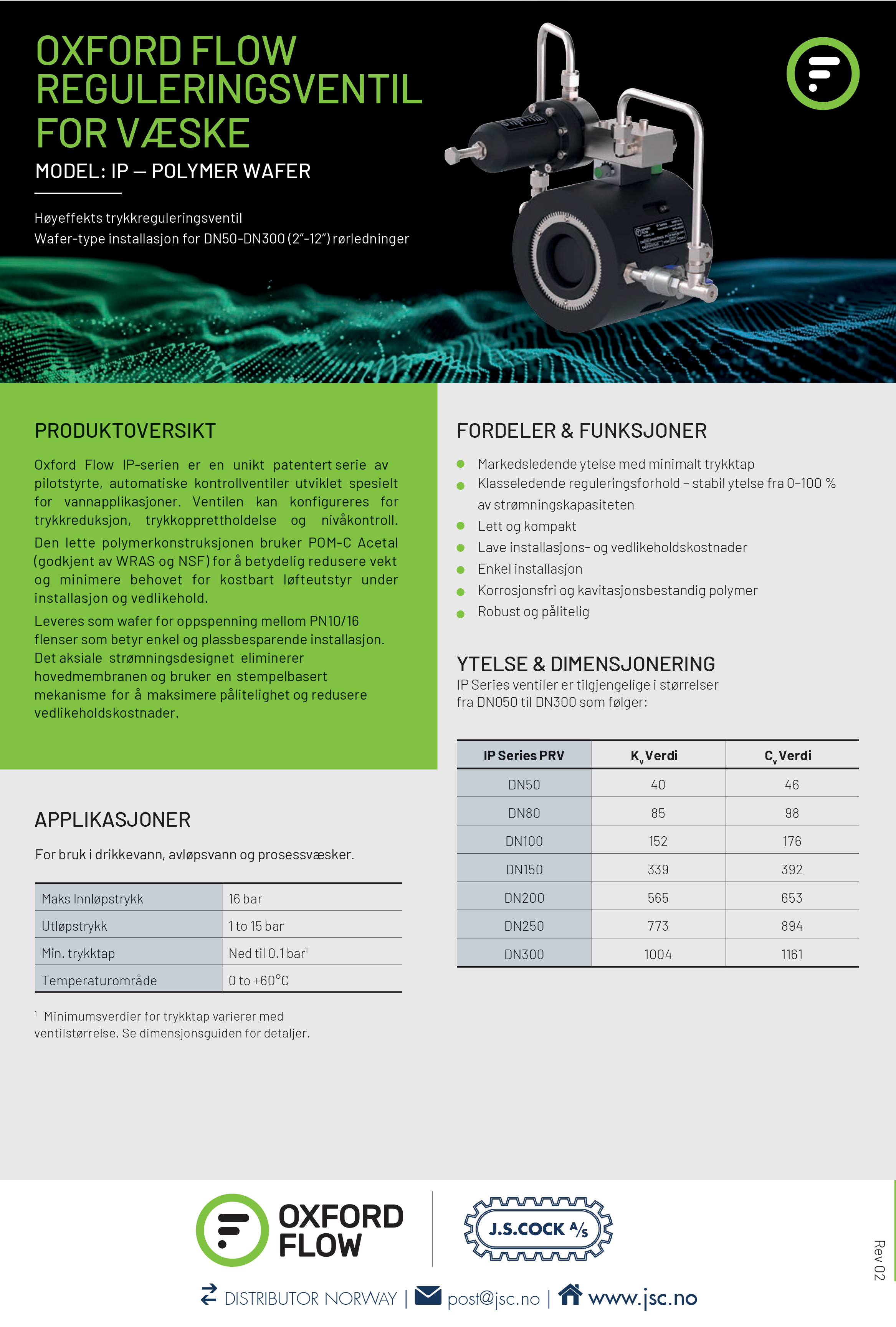 Oxford Flow-Produktdatablad-IP Polymer Reguleringsventil