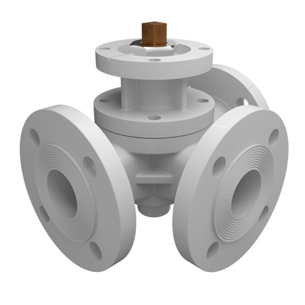 3-way control valve, DN65, DIN flange, PN16