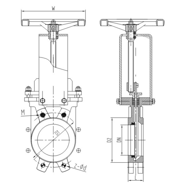 DN65 PN10 KNIFE GATE VALVE UNI-DIRECTION