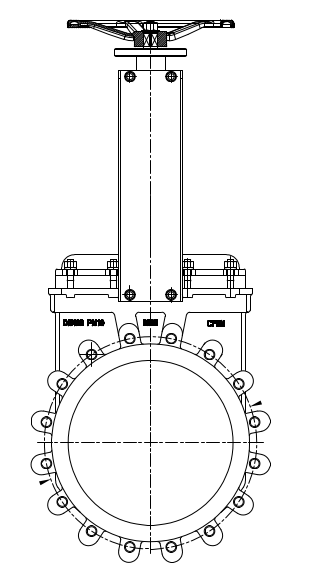 DN400 PN10 SS316 KNIFE GATE VALVE UNI-D., ISO TOP