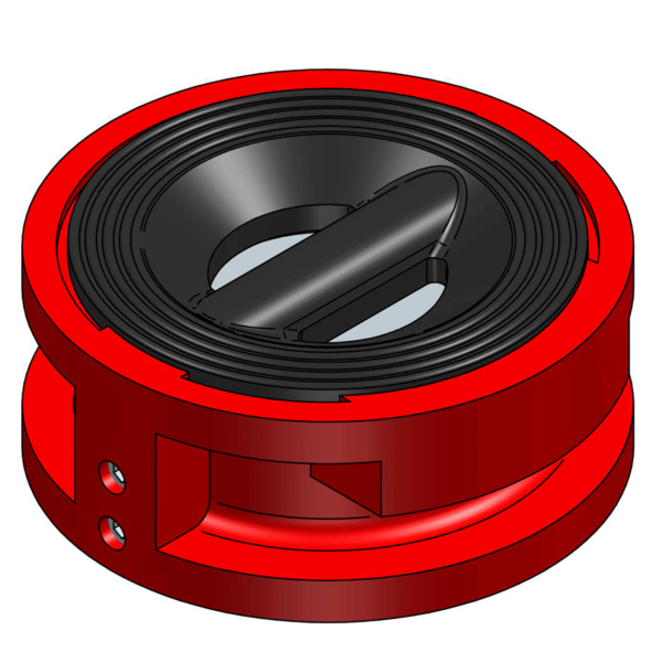 RUBBER COATED DUAL CHECK VALVE, DI BODY,