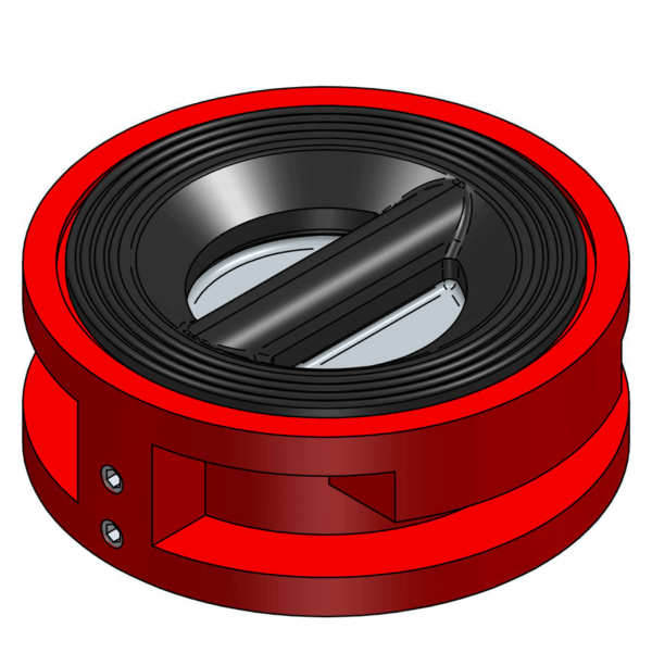 RUBBER COATED DUAL CHECK VALVE, DI BODY,