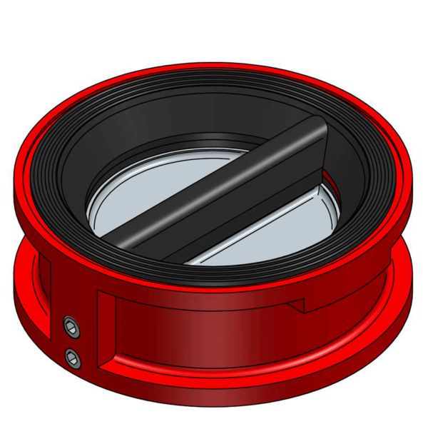RUBBER COATED DUAL CHECK VALVE, DI BODY