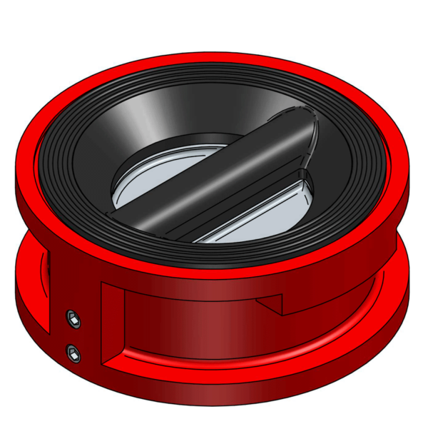 RUBBER COATED DUAL CHECK VALVE, DI BODY,