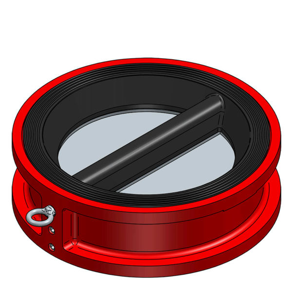 DN500 RUBBER COATED DUAL CHECK VALVE, DI BODY