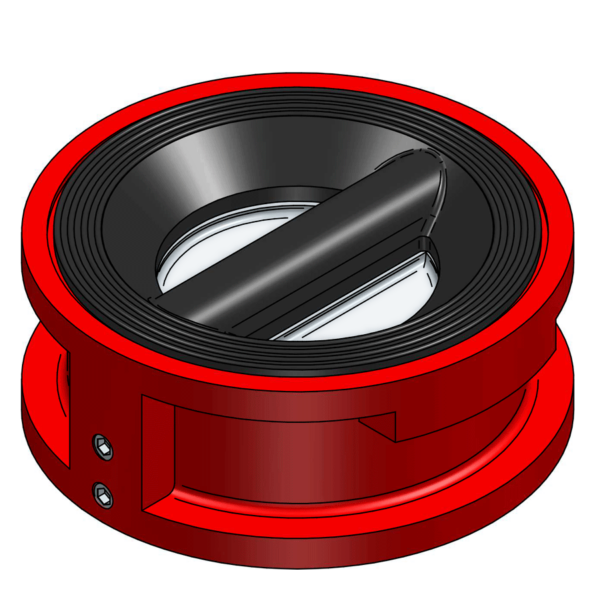 DN100 DUO CHECK VALVE, RUBBER LINED PN10