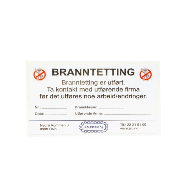 KLISTREMERKE -  BRANNTETTING