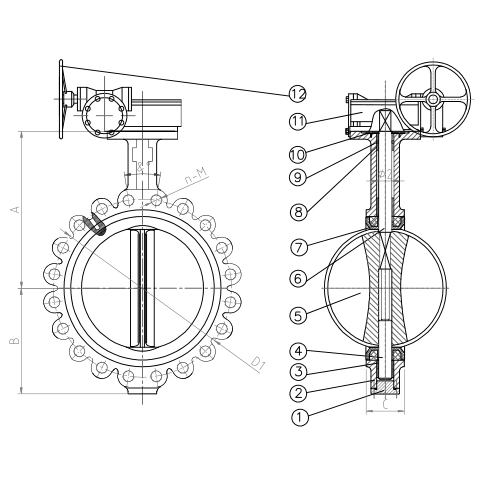 LT BUTTERFLY VALVE GGG40 DN400 LUG PN10