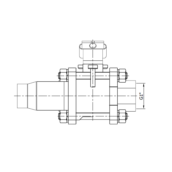 3PC BALL VALVE 3PQ11-T/W 1" 70BAR BSP/BW